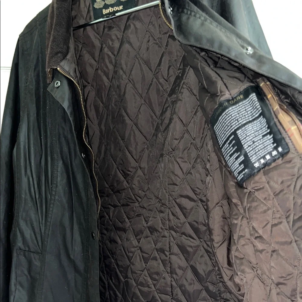 BARBOUR BELSAY Women’s Deep Brown Wax Cotton Coat with Quilting - Picture 13 of 13